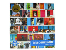 Dogs Welcome Home Puzzle 1000 pc 26 x 19 Re-Marks Many Breeds Collage Sealed