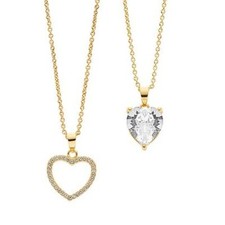 Mother Daughter Necklace Set You Are My Heart  Soul in Gold Tone  CZ Pendant