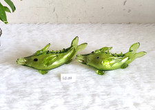 1940er Vintage Mehrfarbene Gemalter Bunte Glas Fisch Figur Japan Paar GS111