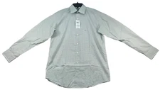 Club Room Dress Shirt Mens size Small Green White Checks 14-14.5 Career New