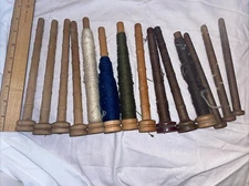 Wood Bobbins Spools Wooden Barn Core Industrial Style Spindles Wooden Quills Lot