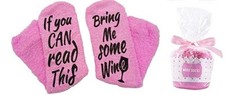 Ladies Funny Novelty "Bring me Some Wine" Socks Cupcake Packaging, Pink MODEL 2