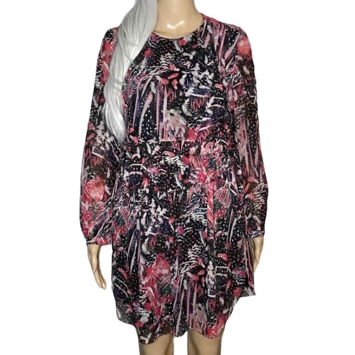 IRO Women's Deyfle Silk Chiffon Pink Floral Ruffle Mini Dress Size 36