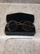 Antique Gold Wire Rim Round Glasses w/Extra Temple  Case