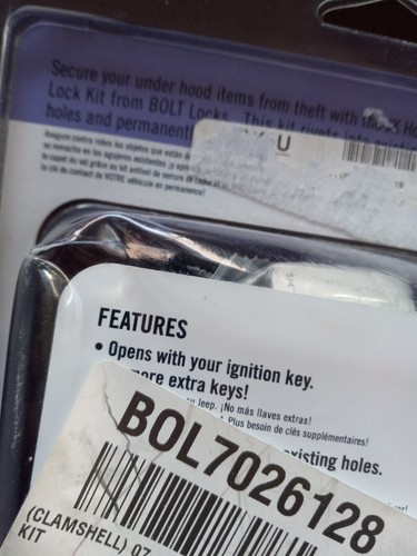 BOLT 7026128 Hood Lock for 2007-2017 Jeep Wrangler JK - Picture 3 of 6