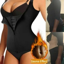 Corset Waist Trainer Fat Burning Tummy Control Belly Body Shaper Zipper Tank Top