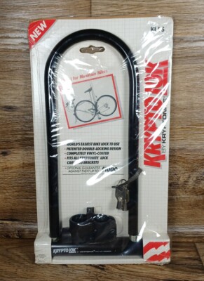 NOS Kryptonite Krypto Lok U-lock w/ Mounting Bracket & Key, Bike Bicycle Lock