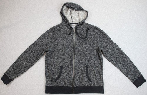 Express Hoodie Men XL Gray Cotton Fleece Lined Long Sleeve Full Zip Logo - Picture 1 of 7