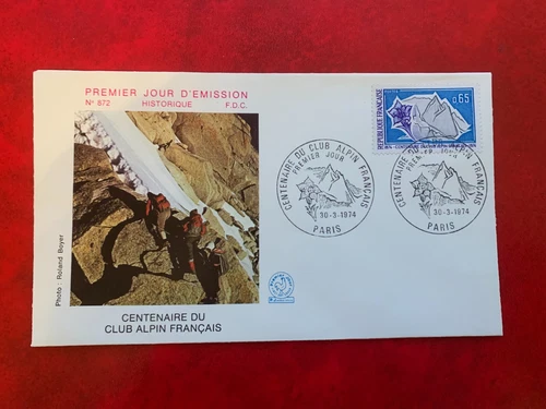 FRANCE 1974 FDC 872 ALPINE CLUB MOUNTAINEERING GENTIAN ROCK CLIMBING