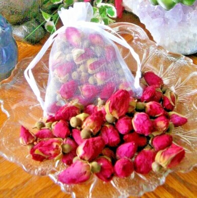 New Natural Dried Petite Miniature Red-Pink Rosebuds w/ Free Sachet Bag
