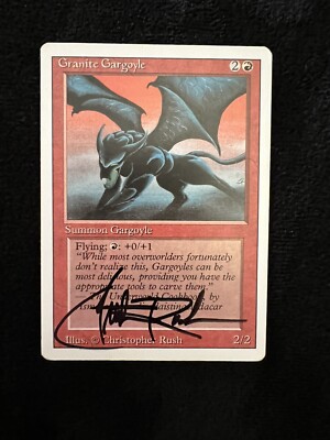 Signed By Christopher Rush MTG Granite Gargoyle Revised Edition Rare (MTG93)
