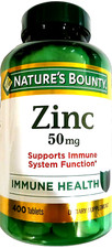 Nature's Bounty Zinc 50 mg 400 Tabs Supports Immune System Function EXP 08/2026