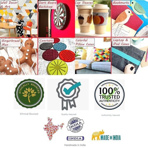 A4 Size Sheet Pack of 20 Bright Multicolor Stiff Felt 1mm Thick Paper for Craft - Picture 201 of 293