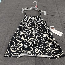 Time and Tru Tankini Top Black  White Floral Tropical Swimwear Women's Size. SM