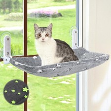 Large Cat Window Perch Glow In The Dark Stars Pattern Foldable Metal Frame