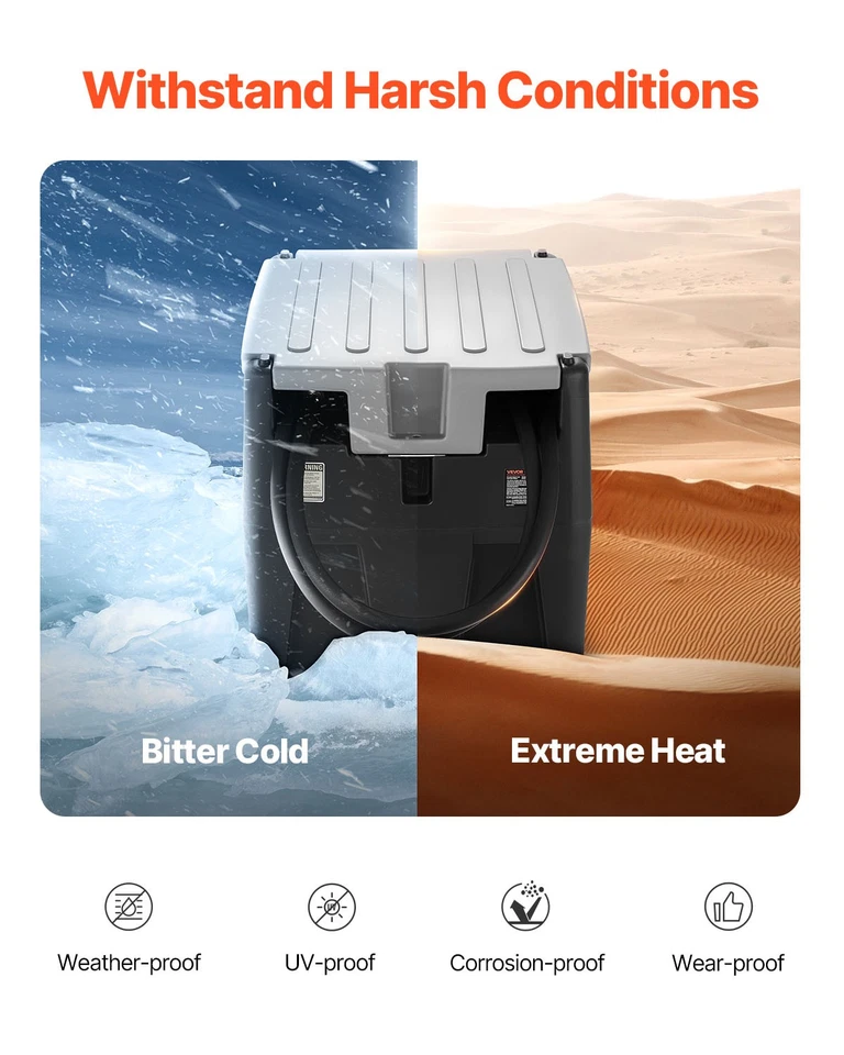 VEVOR Portable Diesel Tank 58 Gal Diesel Fuel Tank with 12V Transfer Pump 10 GPM Foto 2 de 4