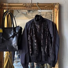 Sacai Embroidered Floral Layered Jacket S Black Cotton Near Mint