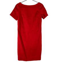 Maeve Womens Sheath Dress Red Open Back Anthropologie Short Sleeve Bow Zip 0 New