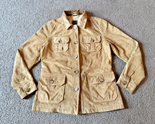 VTG Y2K Gap Women's Tan Suede Leather Button Front Jacket - Size Medium