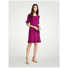 Ann Taylor Knit Chevron Ruffle Shift Dress