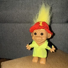 Troll Doll Russ 5'' Fireman Fire Fighter Chief w/ Helmet #1 Yellow Hair #18321 