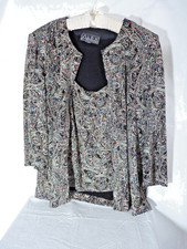 Alex Evenings 2 Piece Jacket  Tank Top Set Glitter Multi-Color Ladies Size S