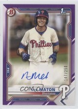 2021 Bowman Paper Prospect Purple Border 147/250 Nick Maton #PAPR-NM Auto my8