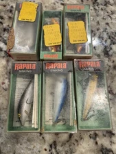 Vintage Qty 6 Rapala Wobbler CD-7 GFR Topwater, Sinking Fishing Lures, Assorted