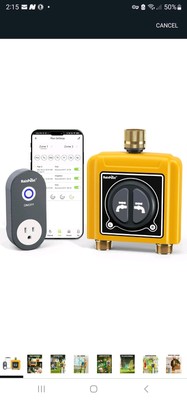 RAINPOINT WiFi Water Timer with Brass Inlet & Outlet，2 Zone WiFi Hose Timer for