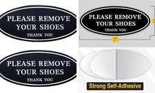 2PC Please Remove Your Shoes Sign, 7 x 3 Inches - Aluminum - Strong Self