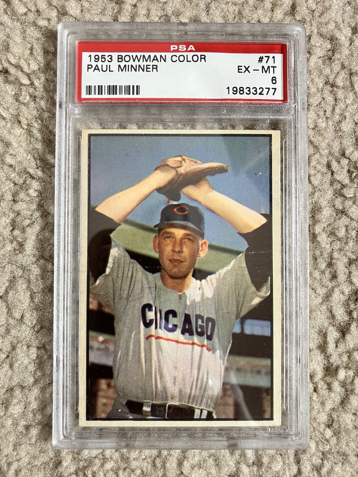 1953 Bowman Color #71 Paul Minner Cubs PSA 6 - EX/MT