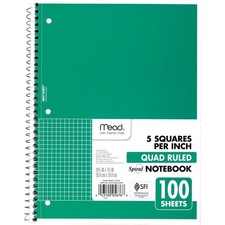 Mead Quad Ruled Spiral Notebook