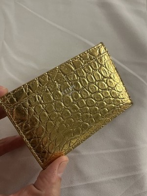 CELINE Hedi Slimane Gold Gator Embossed Leather Card Wallet