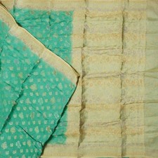 Vintage Sea-Green Sarees 100 Pure Silk Woven Indian Sari 5YD Decor Craft Fabric