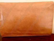 Fabulous Bottega Veneta Vintage Large Tan Glazed Leather Clutch