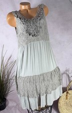 Italy cute summer dress tunic crochet lace Aline taupe 38 40 42