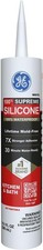 GE Supreme Silicone Caulk for Kitchen  Bathroom, White, 10 fl oz Cartridge, 1 P