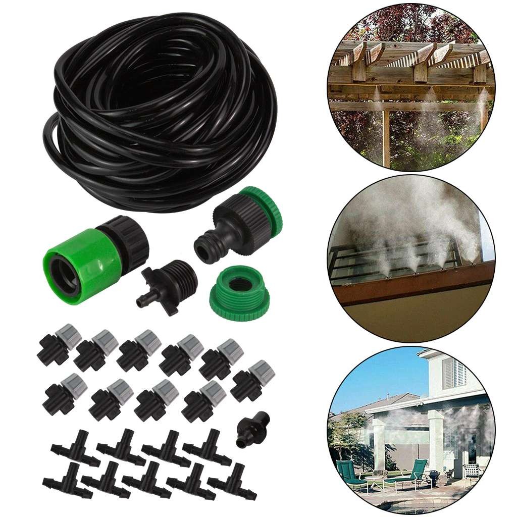 33ft Outdoor Patio Water Mister Nozzle Misting Cooling System Fan Cooler SET