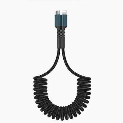 Retractable Coiled USB C to iPhone Cable Fast Charging Cord for iPhone 14 13 12
