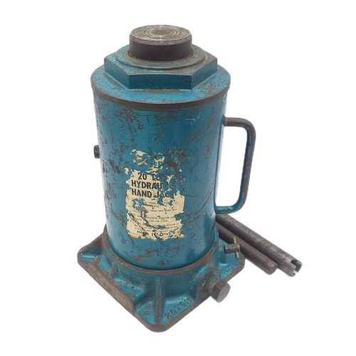 Sears 20 Ton Hydraulic Bottle Hand Jack Model 707.12752 Blue Vintage