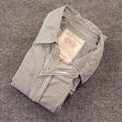 Red Camel Shirt Mens XL Striped Cotton Long Sleeve Pocket