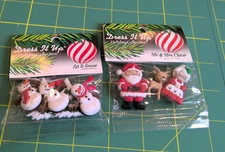 2  paks of Dress It Up Christmas Buttons Mr & Mrs Claus & Snowmen