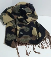 Altar'd State Scraf Tan Brown Camoflauge 27x80 Soft Fringe Asymmetrical Camo