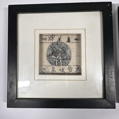 Vintage Sculptural Bas-relief Warrior  Tattoo preserved in a Black Shadow Frame