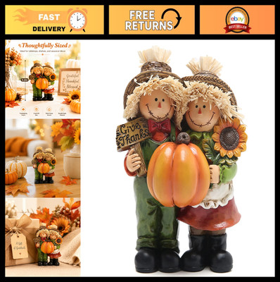 Thanksgiving Scarecrow Couple Table Decor - Fall Harvest Home Decoration