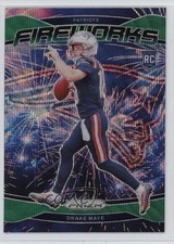 2024 Panini Prizm Fireworks Green Wave Prizm Drake Maye #22 Rookie RC