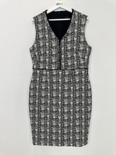 David Lawrence Midi Pencil Dress Women 16 Black Textured Lined Workwear Party