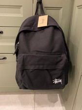 Stussy Black Cotton Canvas Backpack with Zipper Closure