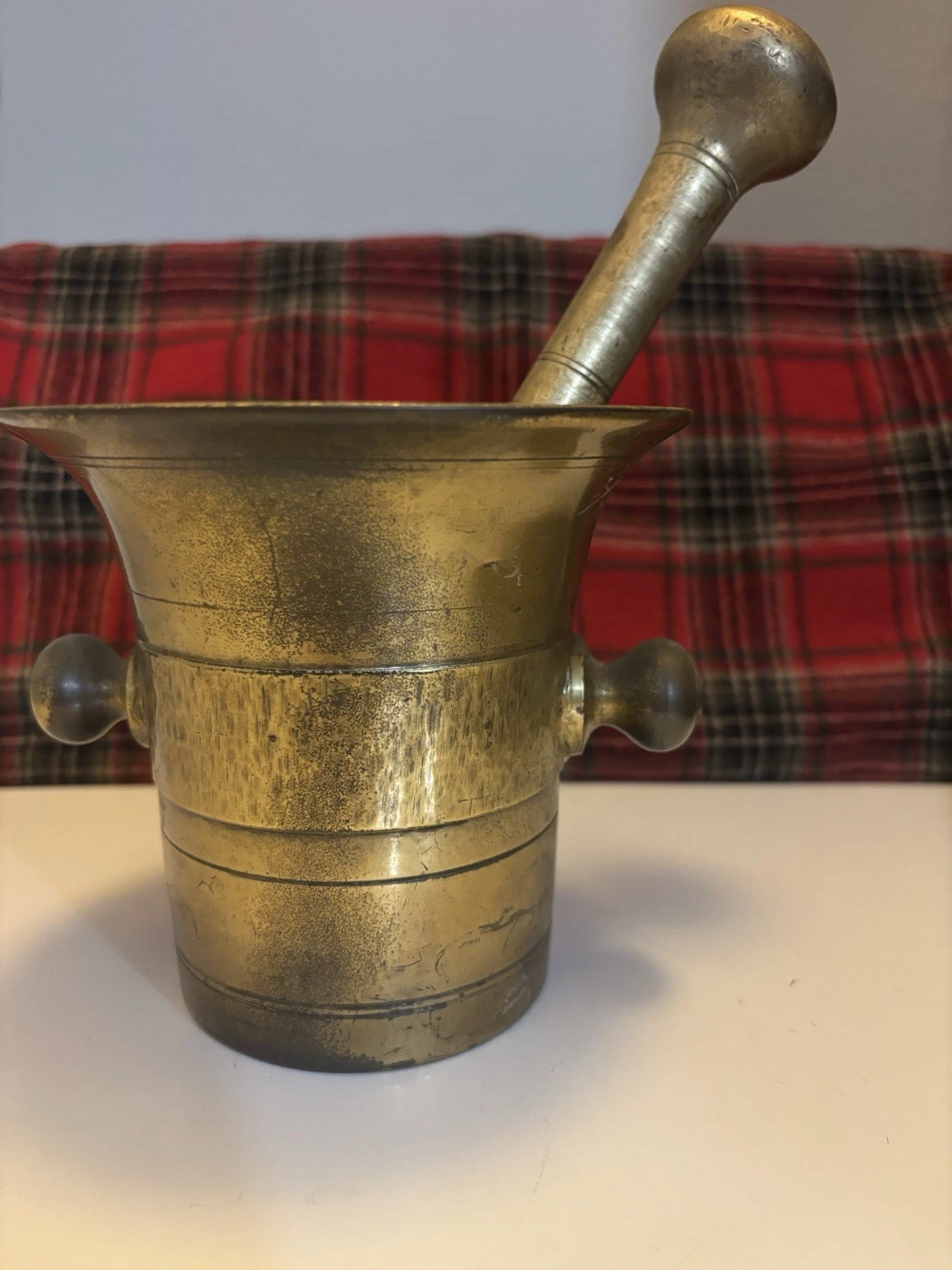 Antique Solid Bronze Cast Iron Apothecary Medical Counter Mortar Pharmacy Pestle