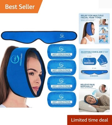 Adjustable Face Ice Pack with 4 Reusable Gel Packs for Pain Relief and Recovery